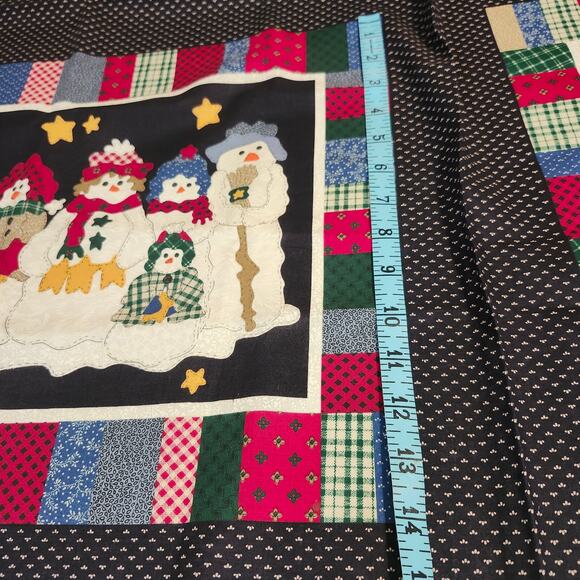 Leslie Beck Snowmen Santa Christmas 2 Pillow Fabric Panels VIP Print Cotton - Picture 9 of 10
